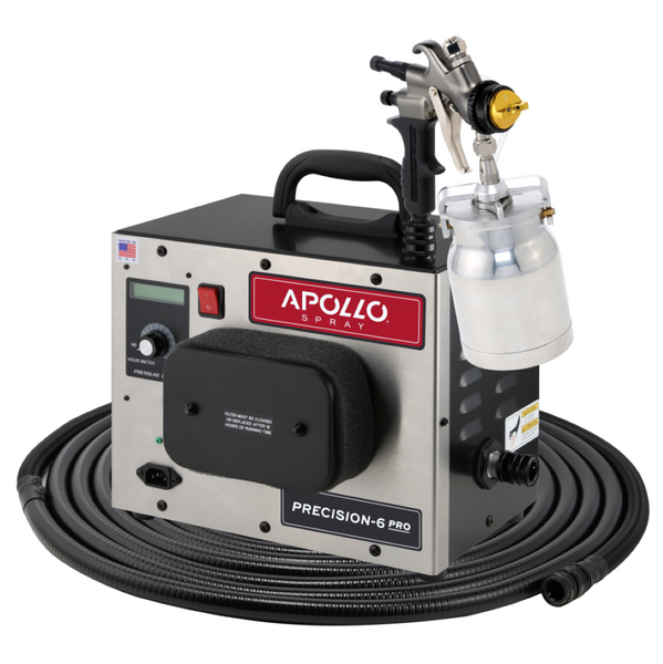 Apollo PRECISION-6 PRO HVLP Turbine Spray System (PLUS Package with Nozzle Sets) - 1 Quart (Qt.) Aluminum Bottom Feed Cup & 3M Series 2.0 PPS Options