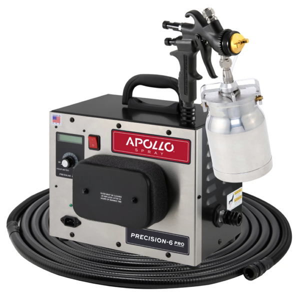 Apollo PRECISION-6 PRO HVLP Turbine Spray System - 1 Quart (Qt.) Aluminum Bottom Feed Cup & 3M Series 2.0 PPS Options (Black Edition)