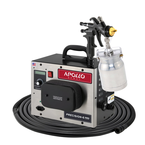 Apollo PRECISION-6 PRO HVLP Turbine Spray System - 1 Quart (Qt.) Aluminum Bottom Feed Cup & 3M Series 2.0 PPS Options (Black Edition)