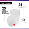 3M PPS 850 ml (28 fl oz) Large Disposable Liners & Lids (200 Micron Filter) – 25 Pack (16024)