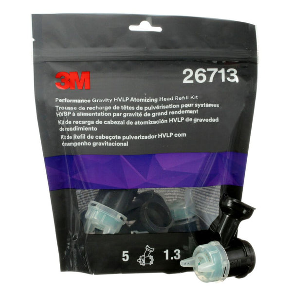 3m pothead Performance Gravity HVLP Atomizing Head Refill Kit, 1.3 Green, 5 Pack