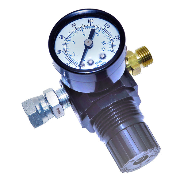 Diaphragm Air Regulator & Gauge (Glass) for Conventional Air Spray or HVLP Spray Guns (0-125 psi)